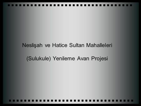 Neslişah ve Hatice Sultan Mahalleleri (Sulukule) Yenileme Avan Projesi