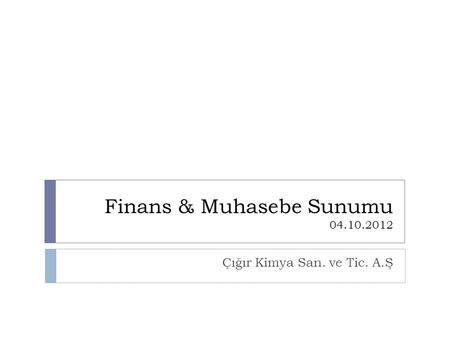 Finans & Muhasebe Sunumu