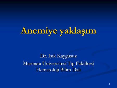 Marmara Üniversitesi Tıp Fakültesi Hematoloji Bilim Dalı