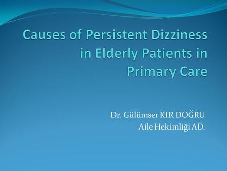 Causes of Persistent Dizziness in Elderly Patients in Primary Care