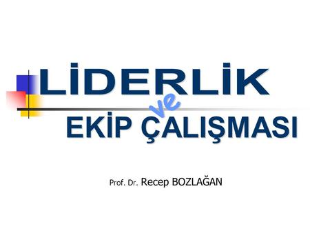 LİDERLİK ve EKİP ÇALIŞMASI Prof. Dr. Recep BOZLAĞAN.