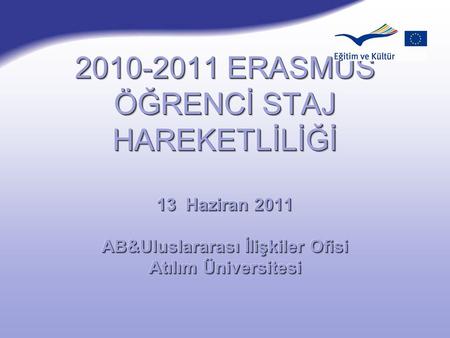 Şubat 2007. 1. Aşama: İletişim -Bölüm Erasmus Temsilcisi ve Staj Danışmanı: Erasmus sürecinde akademik danışmanınızdır. -AB Ofisi Erasmus Koordinatörü: