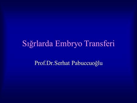Sığrlarda Embryo Transferi