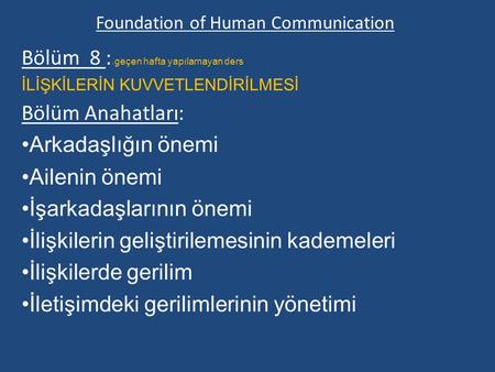 Foundation of Human Communication