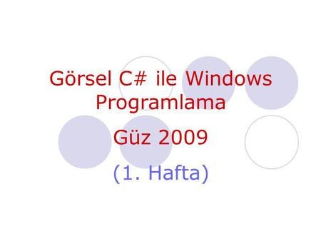 Görsel C# ile Windows Programlama