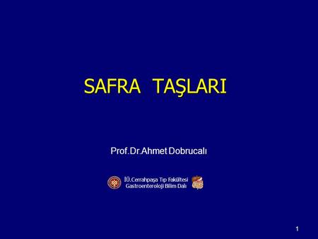 SAFRA TAŞLARI Prof.Dr.Ahmet Dobrucalı İÜ.Cerrahpaşa Tıp Fakültesi