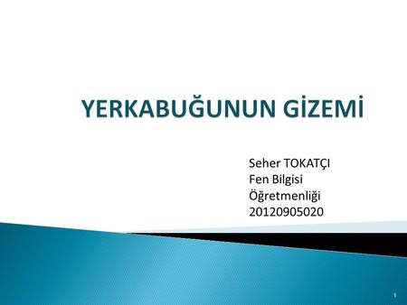YERKABUĞUNUN GİZEMİ Seher TOKATÇI Fen Bilgisi Öğretmenliği 20120905020.