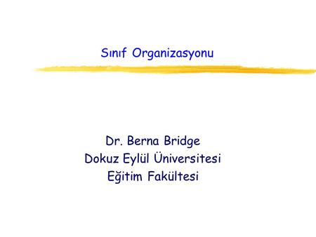 Dr. Berna Bridge Dokuz Eylül Üniversitesi Eğitim Fakültesi