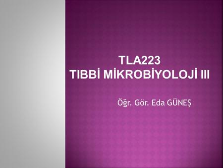 TLA223 TIBBİ MİKROBİYOLOJİ III