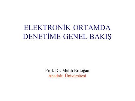 ELEKTRONİK ORTAMDA DENETİME GENEL BAKIŞ Prof. Dr