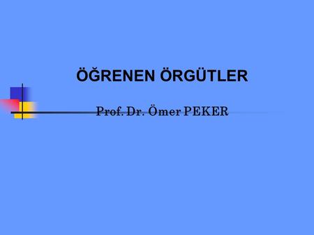 ÖĞRENEN ÖRGÜTLER Prof. Dr. Ömer PEKER