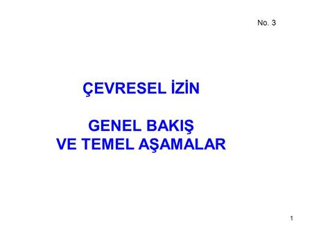 1 ÇEVRESEL İZİN GENEL BAKIŞ VE TEMEL AŞAMALAR No. 3.