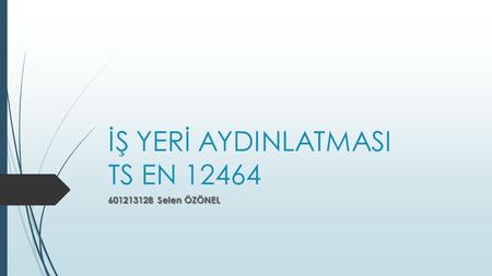 İŞ YERİ AYDINLATMASI TS EN 12464