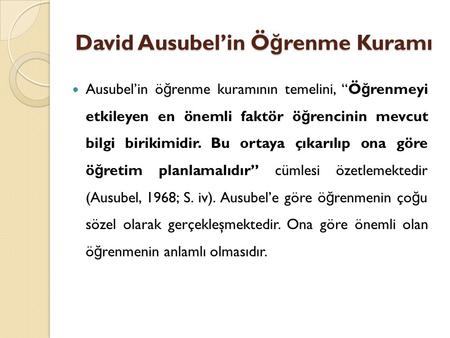 David Ausubel’in Öğrenme Kuramı