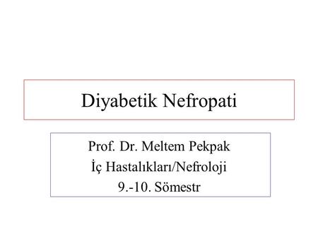 Prof. Dr. Meltem Pekpak İç Hastalıkları/Nefroloji Sömestr