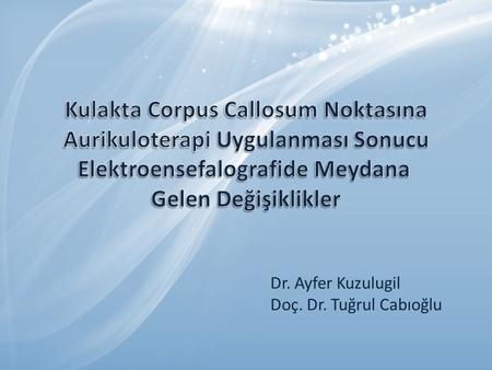 Dr. Ayfer Kuzulugil Doç. Dr. Tuğrul Cabıoğlu