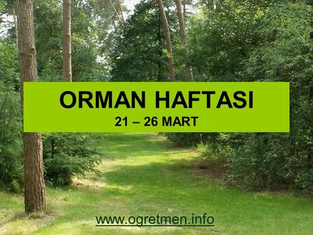 ORMAN HAFTASI 21 – 26 MART www.ogretmen.info.