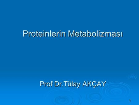 Proteinlerin Metabolizması Prof Dr.Tülay AKÇAY