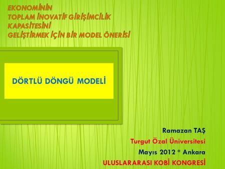 DÖRTLÜ DÖNGÜ MODEL İ Ramazan TAŞ Turgut Özal Üniversitesi Mayıs 2012 * Ankara ULUSLARARASI KOB İ KONGRES İ.