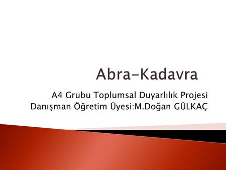 Abra-Kadavra A4 Grubu Toplumsal Duyarlılık Projesi