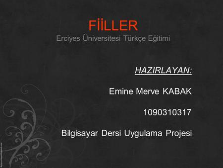 FİİLLER Erciyes Üniversitesi Türkçe Eğitimi