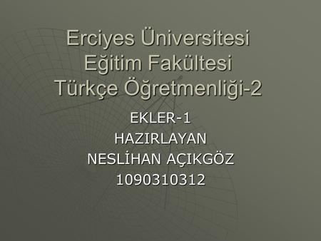 Erciyes Üniversitesi Eğitim Fakültesi Türkçe Öğretmenliği-2