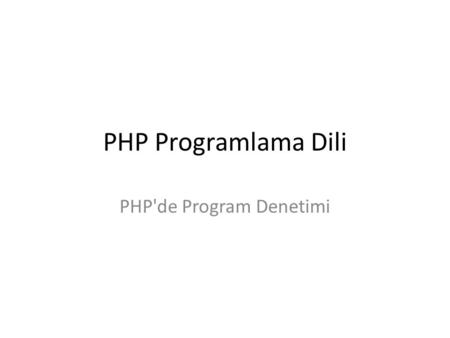 PHP'de Program Denetimi