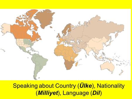 Speaking about Country (Ülke), Nationality (Milliyet), Language (Dil)