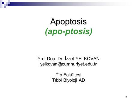 Apoptosis (apo-ptosis) Yrd. Doç. Dr