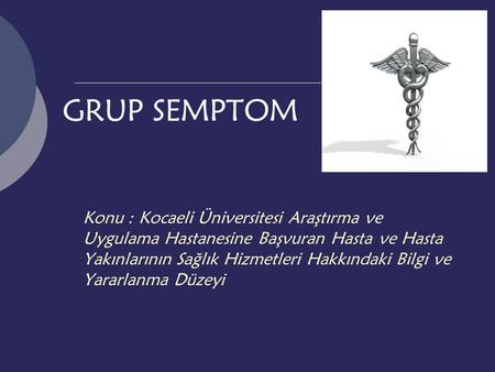GRUP SEMPTOM Konu : Kocaeli Üniversitesi Araştırma ve Uygulama Hastanesine Başvuran Hasta ve Hasta Yakınlarının Sağlık Hizmetleri Hakkındaki Bilgi ve Yararlanma.