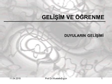 GELİŞİM VE ÖĞRENME DUYULARIN GELİŞİMİ 11.04.2017 Prof.Dr.Mustafa Ergün.