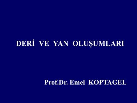 DERİ VE YAN OLUŞUMLARI Prof.Dr. Emel KOPTAGEL.