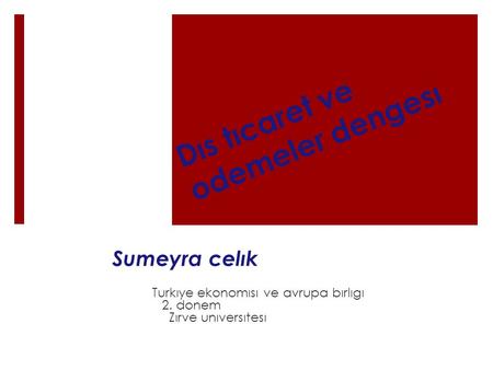 Dıs tıcaret ve odemeler dengesı Sumeyra celık Turkıye ekonomısı ve avrupa bırlıgı 2. donem Zırve unıversıtesı.