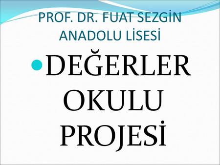 PROF. DR. FUAT SEZGİN ANADOLU LİSESİ