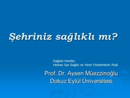 Prof. Dr. Aysen Müezzinoğlu Dokuz Eylül Üniversitesi