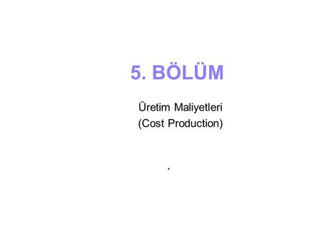 Üretim Maliyetleri (Cost Production)