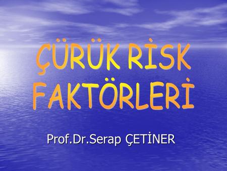 ÇÜRÜK RİSK FAKTÖRLERİ Prof.Dr.Serap ÇETİNER.