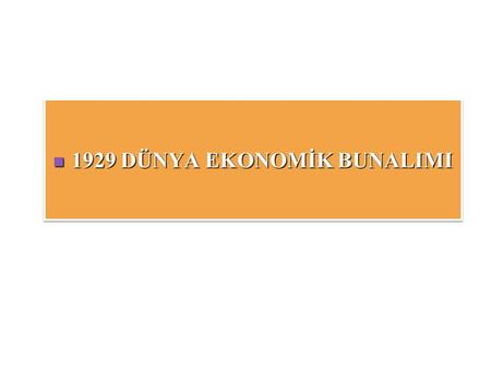 1929 DÜNYA EKONOMİK BUNALIMI