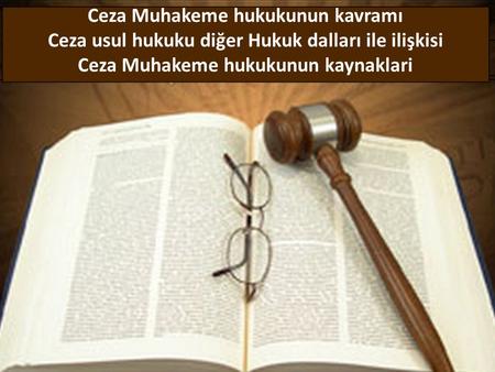 Ceza Muhakeme hukukunun kavramı Ceza usul hukuku diğer Hukuk dalları ile ilişkisi Ceza Muhakeme hukukunun kaynaklari.