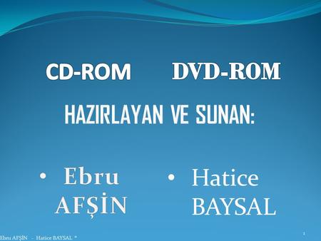 CD-ROM DVD-ROM HAZIRLAYAN VE SUNAN: Ebru AFŞİN Hatice BAYSAL