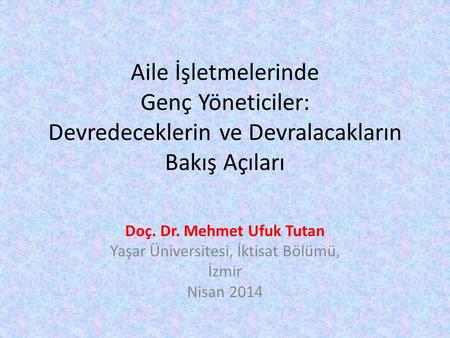 Doç. Dr. Mehmet Ufuk Tutan