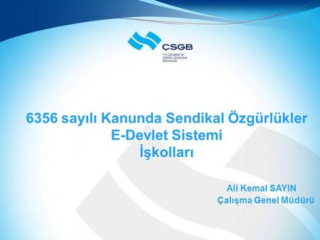 6356 sayılı Kanunda Sendikal Özgürlükler E-Devlet Sistemi İşkolları  Ali Kemal SAYIN.