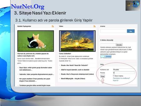 NurNet.Org 3. Siteye Nasıl Yazı Eklenir