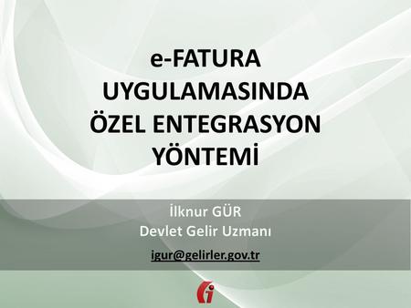 e-FATURA UYGULAMASINDA ÖZEL ENTEGRASYON YÖNTEMİ