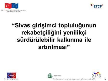 ETCF II Project is co-funded by the European Union and the Republic of Turkey The Contracting Authority This Project is implemented under the partnership.