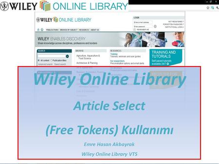 (Free Tokens) Kullanımı Wiley Online Library VTS