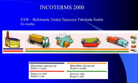INCOTERMS 2000 EXW – Belirlenmiş Yerden Taşıyıcıya Fabrikada Teslim