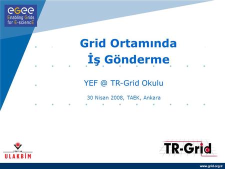 Grid Ortamında İş Gönderme TR-Grid Okulu 30 Nisan 2008, TAEK, Ankara.