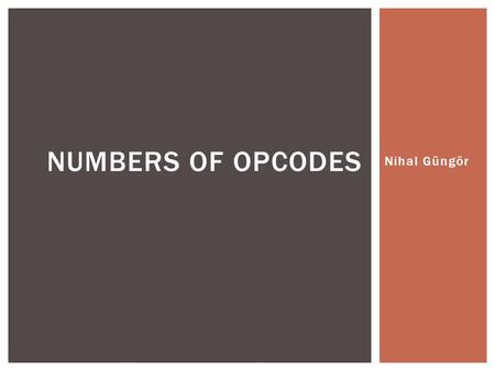 Numbers of Opcodes Nihal Güngör.