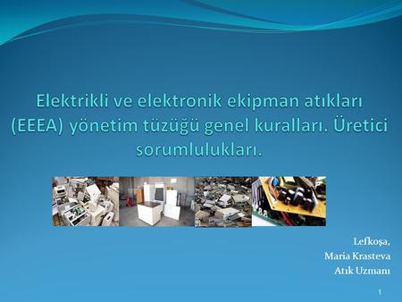 Elektrikli ve elektronik ekipman atıkları (EEEA) yönetim tüzüğü genel kuralları. Üretici sorumlulukları. Lefkoşa, Maria Krasteva Atık Uzmanı.